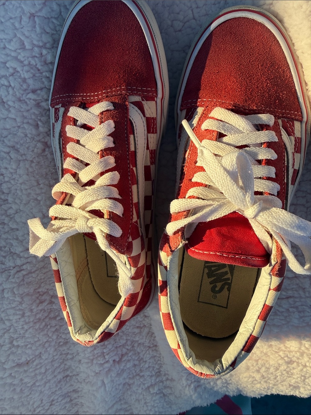 Vans Red and White Checkerboard Old Skool Sneakers